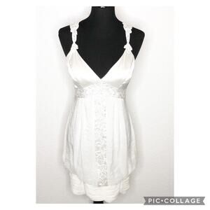 Sue Wong white lace applique bubble skirt sleeveless dress size 4